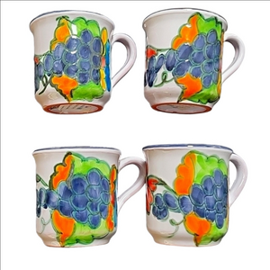 Himark Portugal Red Clay Ware Pottery Hand Painted Sign Celina Coffee 4 Mugs New